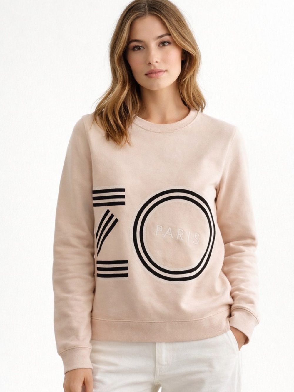 Kenzo Cream Sweatshirt with Black Striped Logo